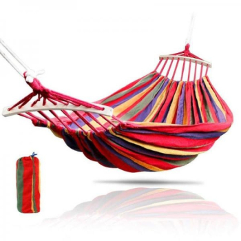 Hamac pentru terasa curte sau gradina husa depozitare 200x75cm rosu galben 