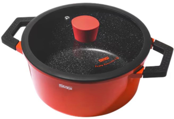 Oala cu capac din fier Rosu-Negru 4.5L 24cm DSP 