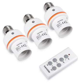 Set 3 Adaptoare dulie E27 cu telecomanda Kwmobile Alb Plastic 40809 