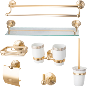 Set accesorii baie cu sapte piese auriu 