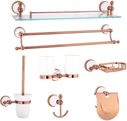Set accesorii baie cu sapte piese rose-gold 