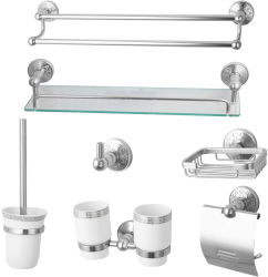 Set sapte piese accesorii baie argintiu lucios 