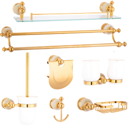 Set sapte piese accesorii baie Jade gold 