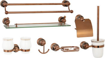 Set sapte piese accesorii baie Jade rose-gold 