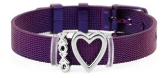 Bratara MBrands charm din inox ajustabila inchidere catarama diverse culori Mov 
