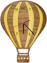 Ceas Personalizabil de lemn decorativ HH14 balon cu aer cald - 33 L x 45 H cm 