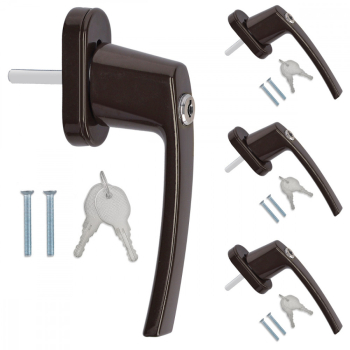 Set 4 Manere pentru fereastra cu blocare Kwmobile Maro Aluminiu 41890 