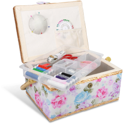 Set cutie de cusut Navaris din lemn si 36 de accesorii 24.5 x 17.5 x 12.5 cm 49047.04