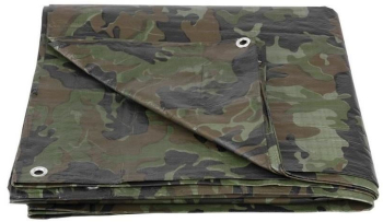 Prelata impermeabila cu inele 7.9x11.9 m PE 80 g/mp camuflaj 96 mp 