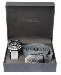 Set Excellanc de barbati ceas si curea din material textil Gri 