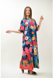 ROCHIE LUNGA CU BUZUNARE MANECA SCURTA TIP CLOPOT SPLENDIDO TALIE UNICA Multicolora 