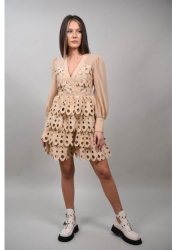 ROCHIE BANCHET SCURTA CU VOLANE GOSSAMARA Bej S-M 