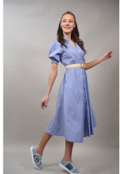 ROCHIE MIDI TIP CAMASA CU MANECA SCURTA ZEFFIRETTO TALIE UNICA Albastru 