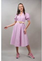ROCHIE MIDI TIP CAMASA CU MANECA SCURTA ZEFFIRETTO TALIE UNICA Baby Pink 