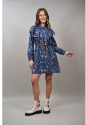 ROCHIE SCURTA TIP DENIM CU BRODERIE ILBONO XS-S Denim 