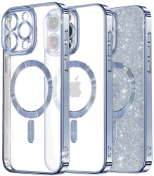Husa pentru iPhone 15 Pro - Techsuit Luxury Glitter MagSafe - Light Blue 