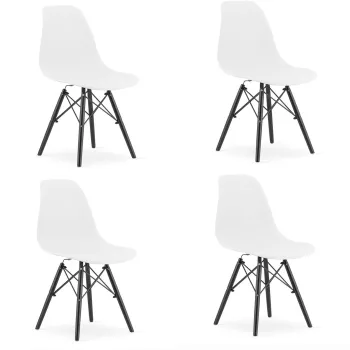 Set 4 scaune stil scandinav Artool Osaka PP lemn alb si negru 46x54x81 cm 
