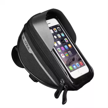 Borseta bicicleta impermeabila cu husa pentru telefon Flippy montare pe ghidon compatibila cu telefoane de pana la 16 cm spatiu depozitare 