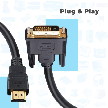 Cablu HDMI - DVI 1.5 metri cu mufe aurite tip tata-tata ecranat 
