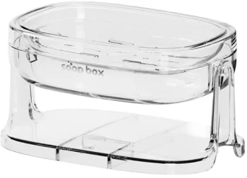 Savoniera cu Suport 2 in 1 Flippy Pentru Perete sau Blat PET Scurgere Optima Argintiu Transparent 