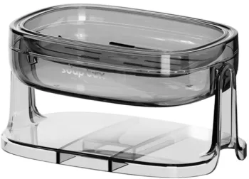 Savoniera cu Suport 2 in 1 Flippy Pentru Perete sau Blat PET Scurgere Optima GriTransparent 