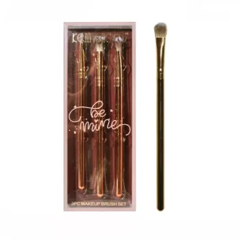 Set 3 Pensule de Machiaj Flippy Portabile pentru Fard de Ochi din Par Sintetic Moale Auriu 16.5x6.5x1.6 cm