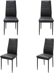 Set 4 Scaune Piele Ecologica Oscar Negru 