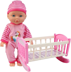 Set papusa bebelus si patut bebe 35x9x35 cm multicolor 2 piese 