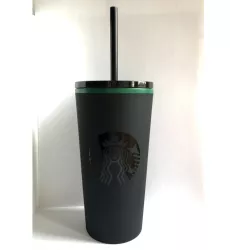 Pahar STARBUCKS cu pai negru mat 355 ml - RESIGILAT