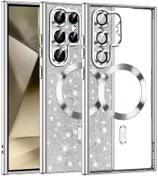 Husa pentru Samsung Galaxy S22 Ultra 5G - Techsuit Luxury Glitter MagSafe - Silver 