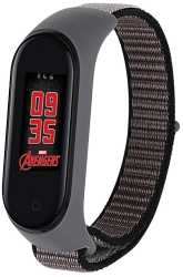 Curea Bratara Fitness compatibil cu Xiaomi Mi Band 3 / 4 / 5 / 6 din material textil nylon cu arici Iron grey 