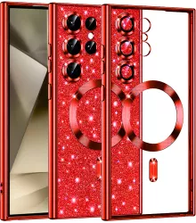 Husa pentru Samsung Galaxy S24 Ultra - Techsuit Luxury Glitter MagSafe - Red 