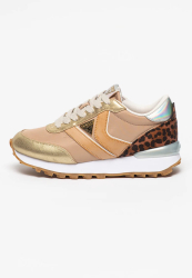 Pantofi sport Guess cu aspect colorblock si garnitura cu animal print Taupe/Auriu 37 EU