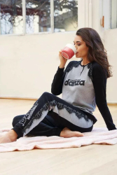 Pijamale dama Dimensione danza DD20196 Negru/Gri M INTL 