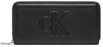 Portofel Mare de Dama Sculpted Zip Around Pipping K60K610348 Negru 19 x 9.5 x 2.5 cm 