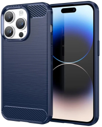 Husa pentru iPhone 14 Pro Max - Techsuit Carbon Silicone - Blue 
