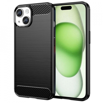 Husa pentru iPhone 15 Plus - Techsuit Carbon Silicone - Black 