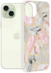 Husa pentru iPhone 15 Plus - Techsuit Marble Series - Pink Hex 