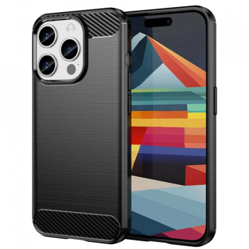 Husa pentru iPhone 15 Pro Max - Techsuit Carbon Silicone - Black 