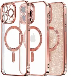 Husa pentru iPhone 15 Pro Max - Techsuit Luxury Glitter MagSafe - Rose Gold 