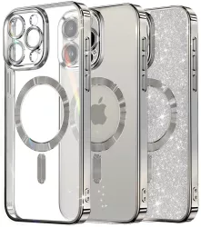 Husa pentru iPhone 15 Pro Max - Techsuit Luxury Glitter MagSafe - Silver 
