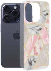 Husa pentru iPhone 15 Pro - Techsuit Marble Series - Pink Hex 