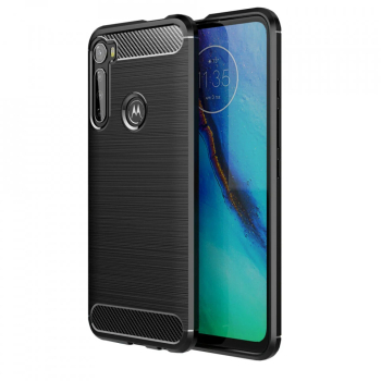 Husa pentru Motorola One Fusion Plus - Techsuit Carbon Silicone - Black 