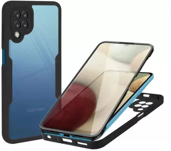 Husa pentru Samsung Galaxy A12 + Folie - Techsuit ColorVerse 360 Series - Black 