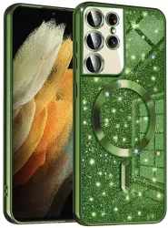 Husa pentru Samsung Galaxy S21 Ultra 5G - Techsuit Luxury Glitter MagSafe - Deep Green 