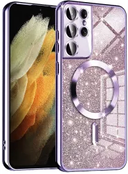 Husa pentru Samsung Galaxy S21 Ultra 5G - Techsuit Luxury Glitter MagSafe - Light Purple 