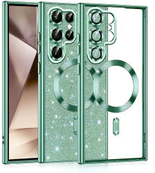 Husa pentru Samsung Galaxy S22 Ultra 5G - Techsuit Luxury Glitter MagSafe - Light Green 
