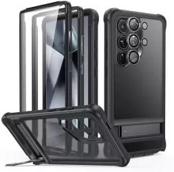 Husa pentru Samsung Galaxy S24 Ultra + Folie - ESR Armor Tough Kickstand HaloLock - Frosted Black 