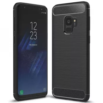 Husa pentru Samsung Galaxy S9 - Techsuit Carbon Silicone - Black 