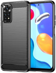 Husa pentru Xiaomi Redmi Note 11 / Note 11S - Techsuit Carbon Silicone - Black 